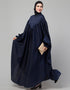 Modern Blue Colored Yoke and Gathered Front and Back Pleated sleeve  abaya Additional Angles